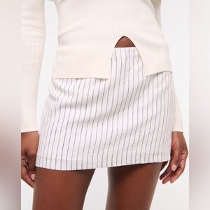 A&F White Striped Pencil Skirt